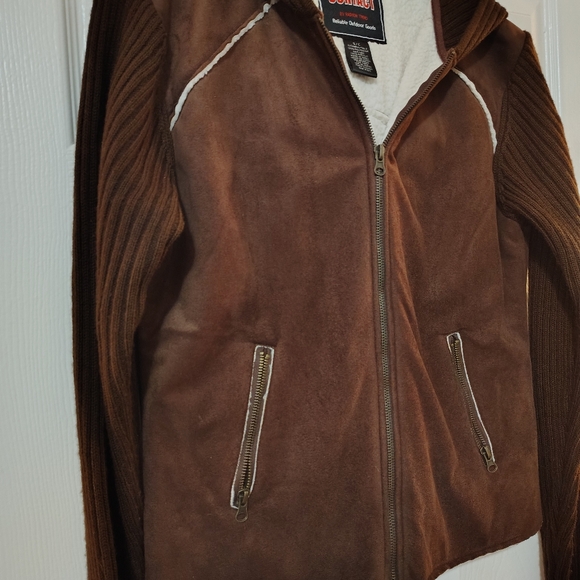 Brown Zip-Up Jacket with Hoodie - Picture 2 of 8